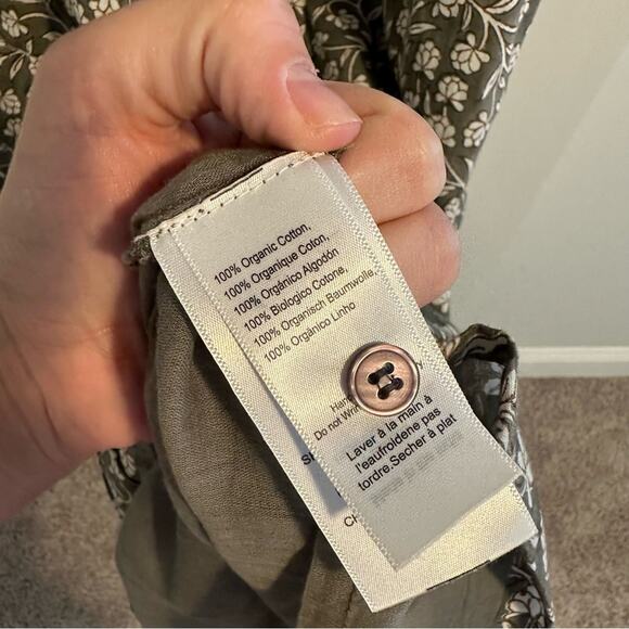 Emerson Fry India Collection Green Floral Cotton Long Sleeve Maxi Dress Medium - Picture 10 of 16